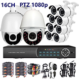 30X IR PTZ 16 Ch Channel DVR 10 Pcs 2 Megapixel AHD 1080P Security Camera System